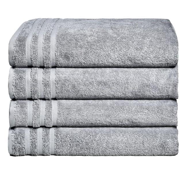 Texmpire Luxury Bath Towels, 4 Piece Extra Large Bath Towel Set (30x58 Inches), 100% Organic Turkish Cotton, Highly Absorbent, Quick Dry, and Plush Turkish Bath Towels for Bathroom (Grey)