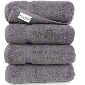 Salbakos - Turkish Luxury Hotel & Spa 27"x54" Bath Towel Set of 4 Cotton From Turkey - 700gsm Eco-friendly (Bath Towels, Gray)