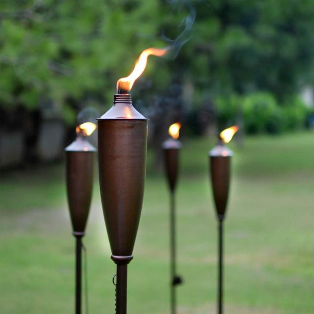 Deco Home Set of 4 60-inch Citronella Garden Outdoor/Patio Flame Metal Torch- Brown