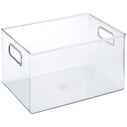 iDesign Box with Handles, Extra Large Plastic Kitchen Organiser Pantry, Fridge Storage Bin for Food, Drinks and Condiments, Clear
