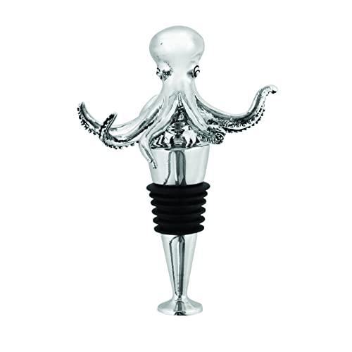 Twine Wine Bottle Seaside Octopus Stopper, One Size, Pewter