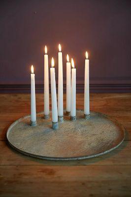Aged Iron Cluster Taper Holder Dish