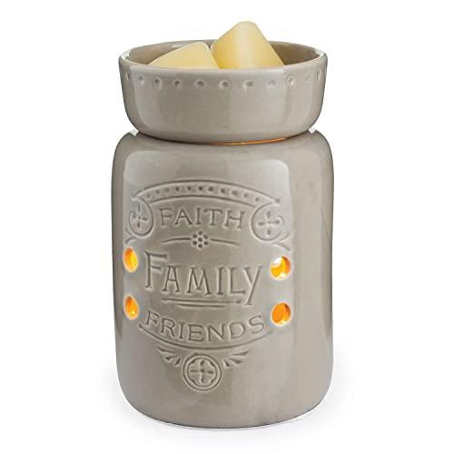 CANDLE WARMERS ETC Midsized Illumination Fragrance Warmer- Light-Up Warmer For Warming Scented Candle Wax Melts and Tarts or Essential Oils To Freshen Room, Faith, Family, Friends