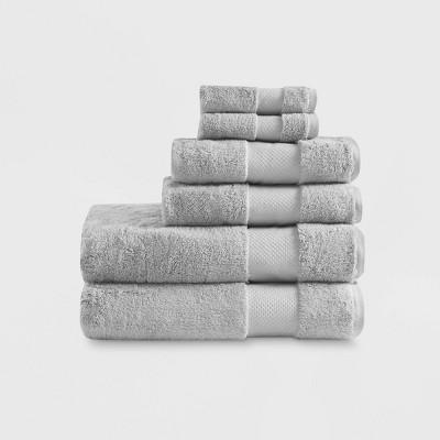 6pc Turkish Bath Towel Set-Silver