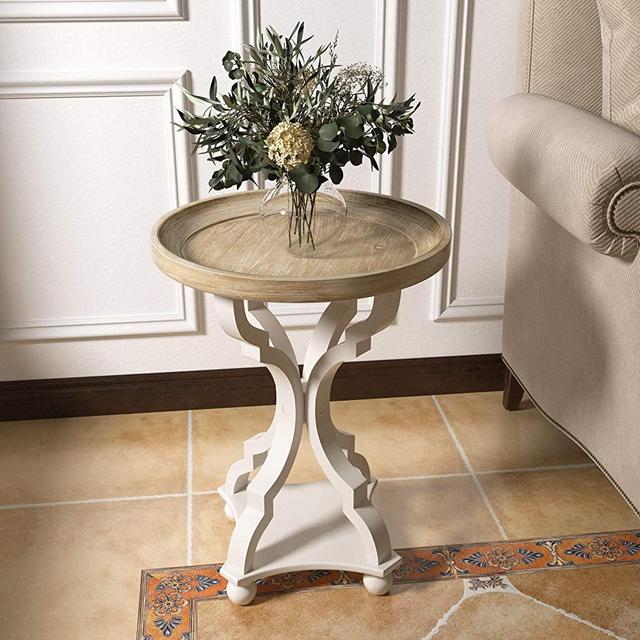 COZAYH Rustic Farmhouse Cottagecore Accent End Table, Natural Tray Top Side Table Nightstand for Family, Dinning or Living Room, Handcrafted Finish, Modern