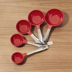 Red Stainless Steel Measuring Cups, Set of 5