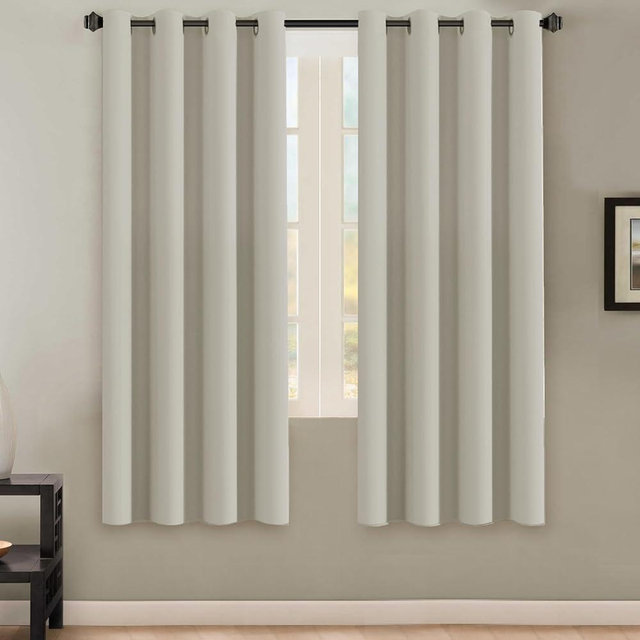 H.VERSAILTEX Solid Grommet Thermal Insulated Blackout Curtain Panels/Drapes,52Wx72L - Inch (Set of 2,Ivory/Cream Pattern)