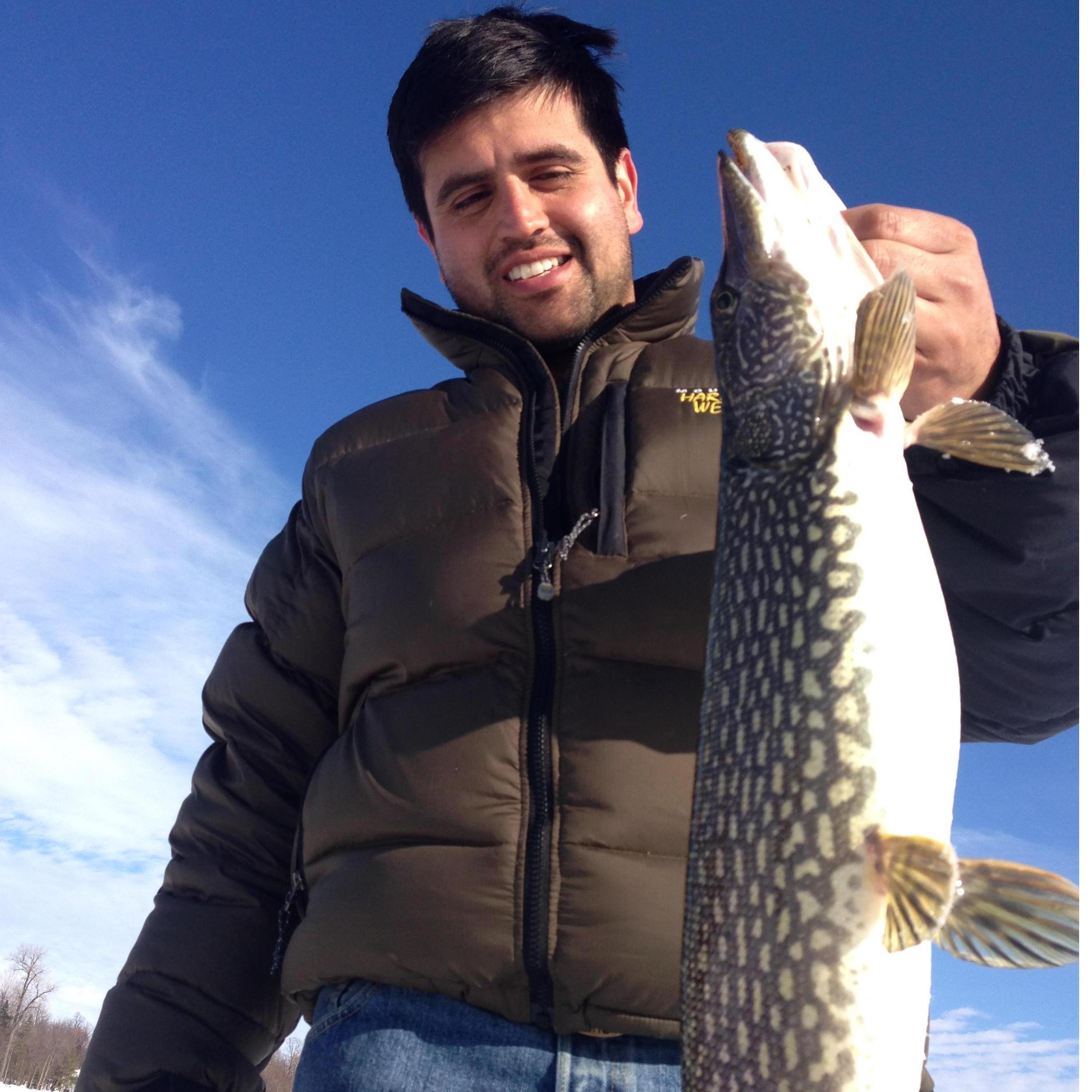 Oscar'f first time ice fishing