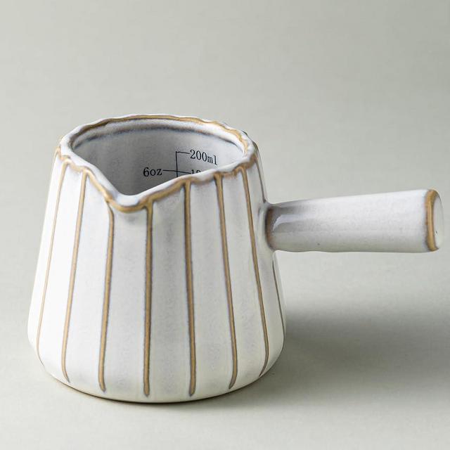 YHOJOY Ceramic Espresso Cups, Espresso Measuring Cup with Handle, Expresso Shots Cups with Scale, Espresso Accessories, 200ML /6 OZ, Cream White