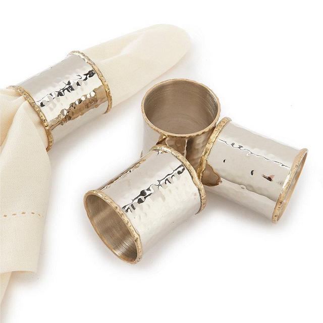Southern LivingHammered Silver/Gold Metal Tube Napkin Ring Set of 4