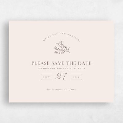 Linen, Beige Wedding Save the Date - Bellisi Landscape