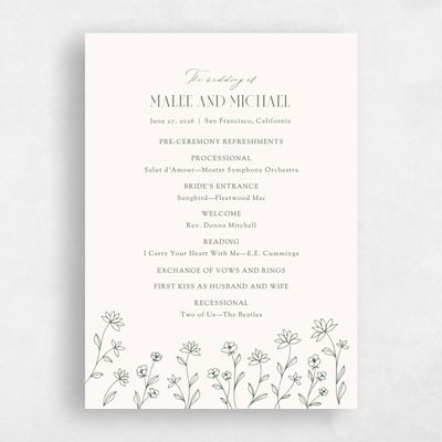 Beige Simple Wedding Program - Durham
