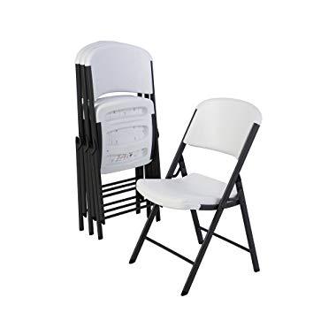 Lifetime 42804 Commercial Grade Folding Chair, 4 Pack, White Granite