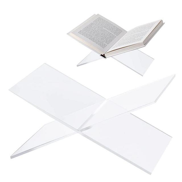 Acrylic Book Holder Open Large Book Display Stand for Cookbook Art Book Bible Guest Book, Coffee Table Book Stand for Reading (Clear, Transparency)