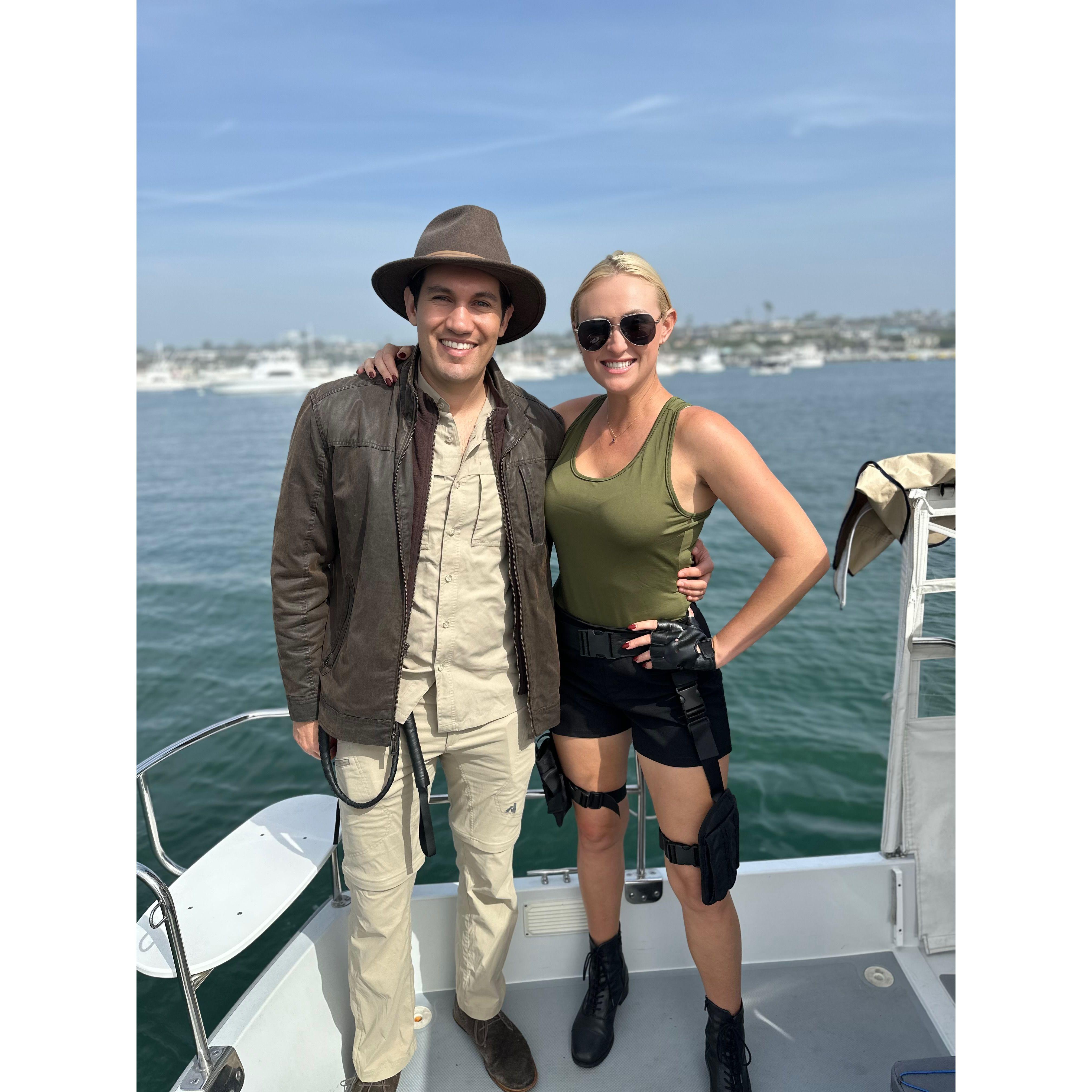 One of our many Halloween costumes of 2024--Lara Croft and Indiana Jones.