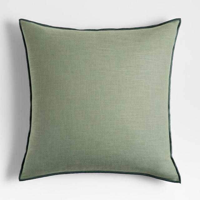 Sage 23"x23" Merrow Stitch Cotton Throw Pillow Cover