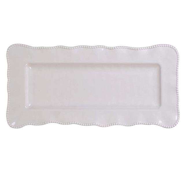 Certified International Perlette Cream Rectangular Platter 19" x 9" Servware, Accessories,Hostess Serving