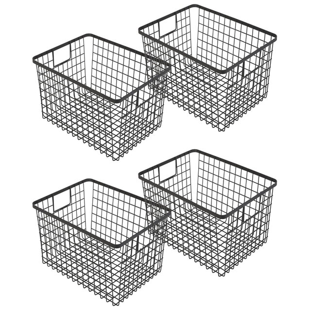 Smart Design Nestable 9" x 12" x 6" Basket Organizer with Handles, Set of 4