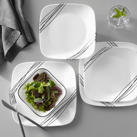 Corelle Square Simple Sketch 16-Piece Dinnerware Set