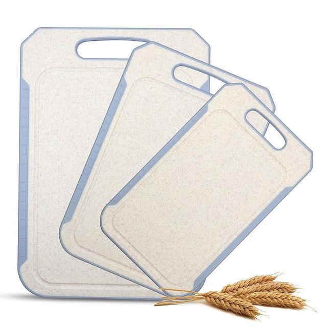 AXIOM CREATIONS Cutting Board Set - Eco-Conscious Chopping Boards for Kitchen Made from Natural Food Grade Wheat Straw Fiber Plastic - No BPA & Naturally Degradable - Small, Medium, Large Size, 3-Pack