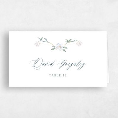 Deep Blue Spruce Wedding Place Card - Verdure
