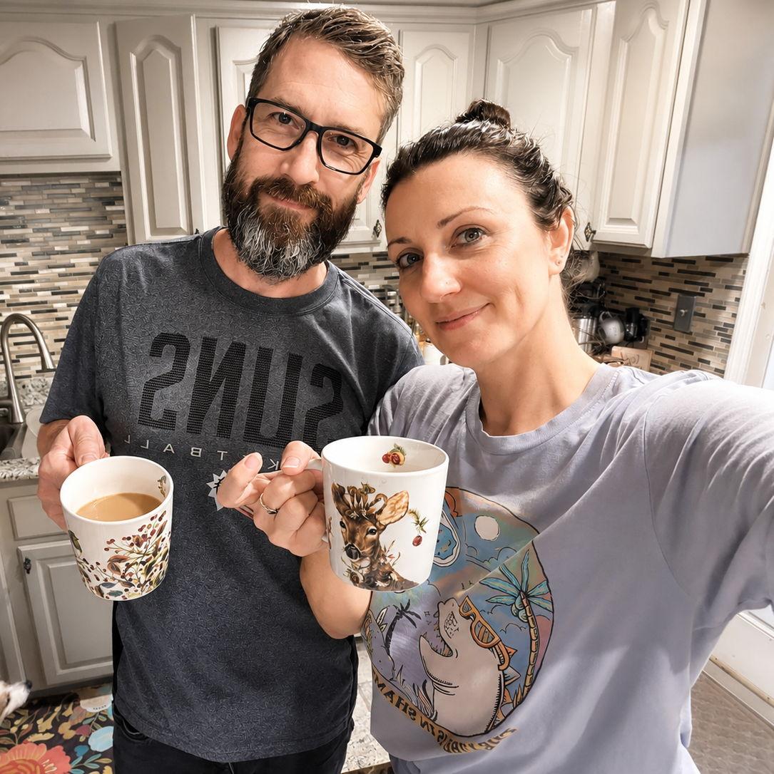A typical Saturday morning, coffee and a messy bun before the chaos starts!