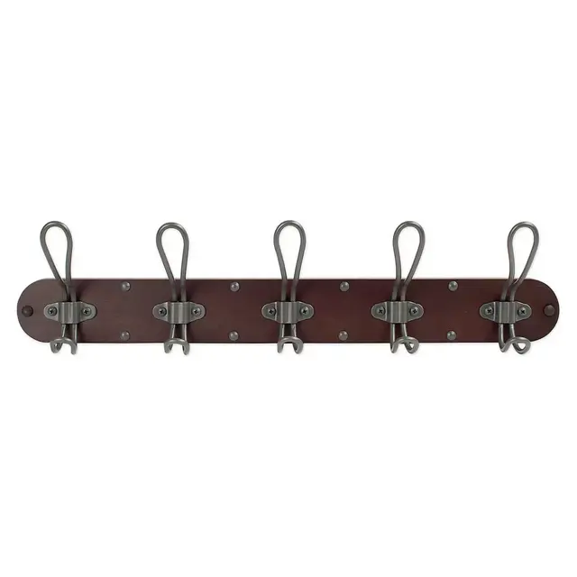 Spectrum Millbrook Wood Wall Mount 5-Hook Rack in Coffee