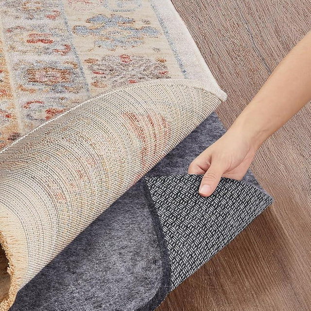 Veken Non Slip Cushioned Rug Pad Gripper 9 x 12 Ft, Felt and Silicone Backing, 1/4 inch Thick Carpet Liner for Hardwood Floors and Finishes, Under Area Rugs Anti Skid Mat, Keep Rugs Safe and in Place