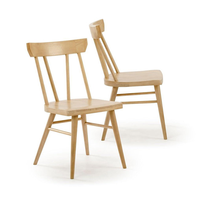 Plank+Beam Solid Wood Classic Farmhouse Chair, Windsor Dining Chair, Pack of 2, Blonde