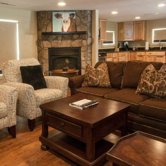 One of the living rooms in one of the private cottages
