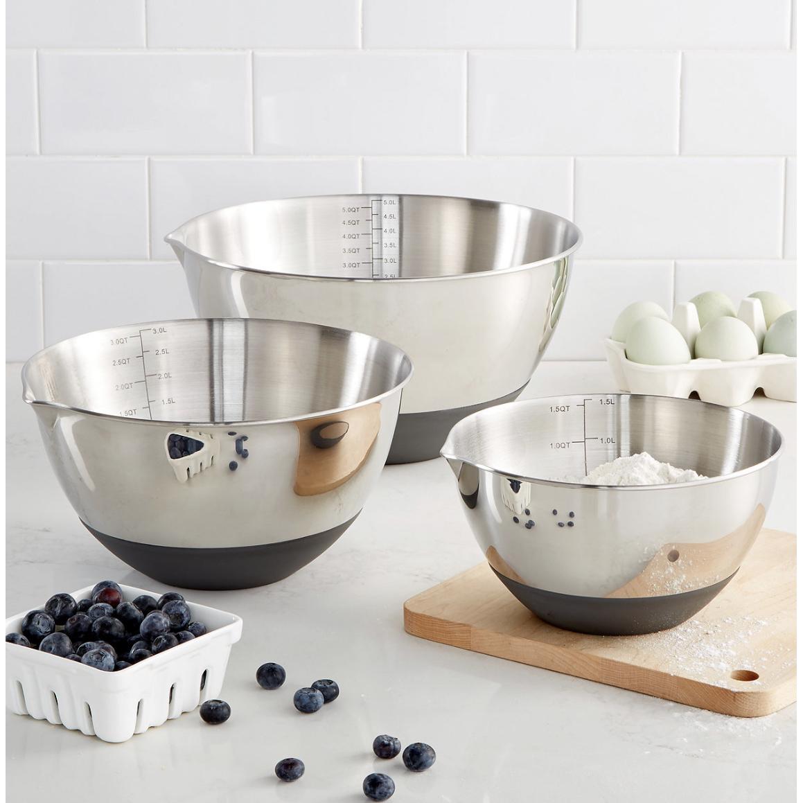 Martha Stewart Collection Set of 3 Non-Skid Mixing Bowls with Measurements, Created for Macy's