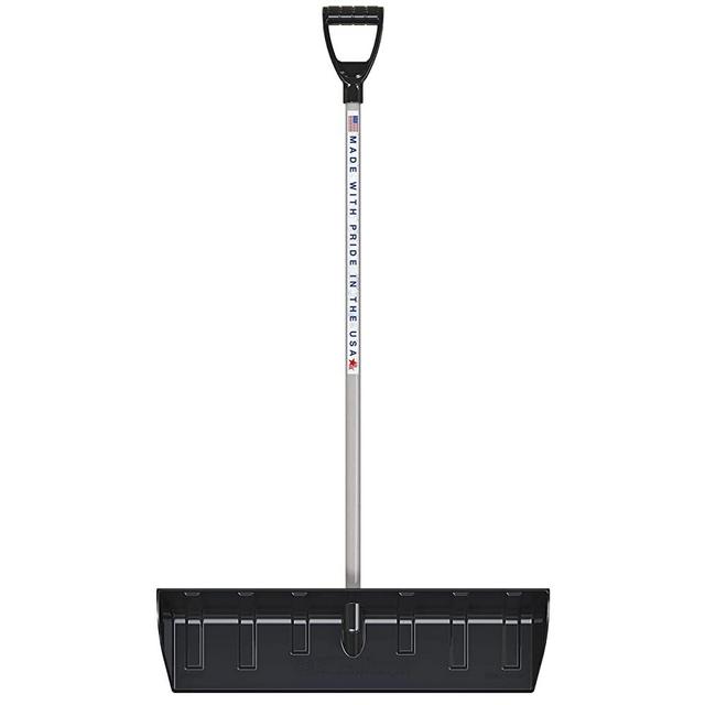 Sno go Snow Shovel with 32” Wide Plow Scoop for Driveway and Side Walks | Snow Pusher with Durable D-Handle | Prime Polyethylene Plastic | 100% Made in The USA