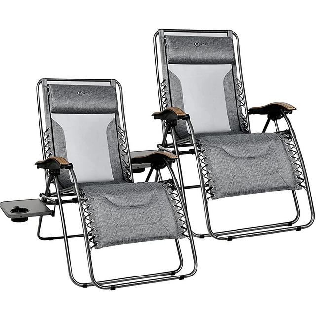PORTAL Zero Gravity Chairs Set of 2, Gravity Chair with Padded Seat for Adult, Folding Reclining Zero Gravity Lounge Camping Patio Lawn Outdoor Chair