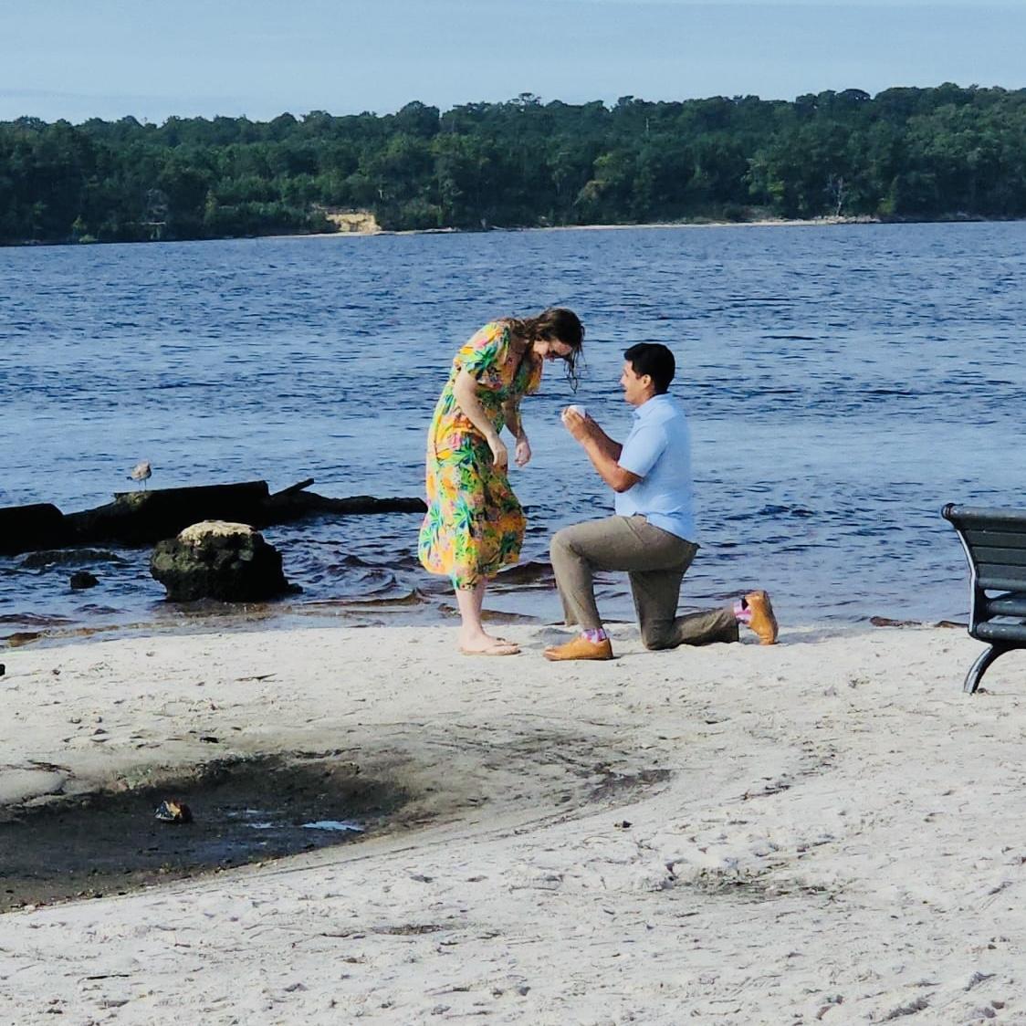 Ian's proposal! We spotted two porpoises in the water right behind us!
