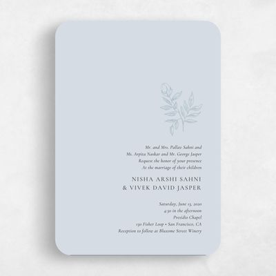 Blue Rounded Wedding Invitation - Cardinell Stamp