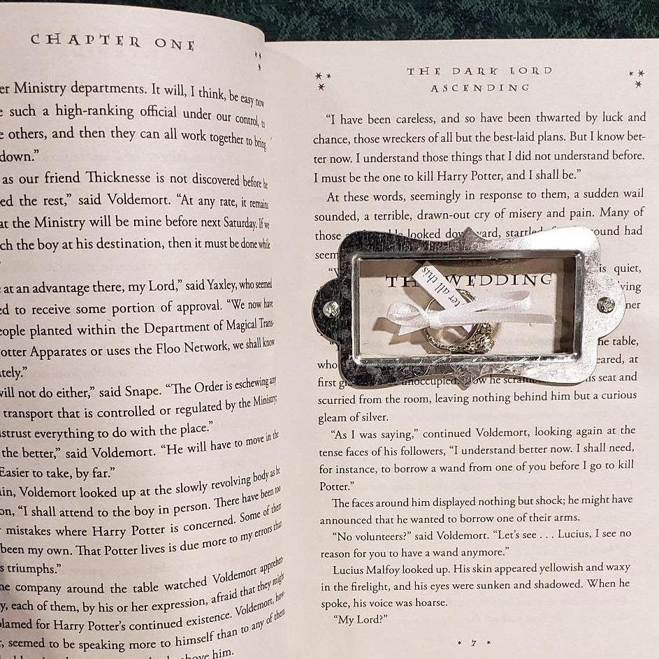 He gave her one of her favorite books, with a special gift inside. A ring tied with a note. After all this time? Always.