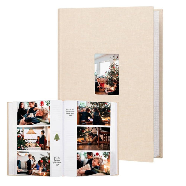 Photo Album 4x6 450 Photos with Writing Space, 4x6 Photo Album Linen Cover with Front Window, 4x6 Picture Album, 450 Photos 4x6 Photo Album Book for Wedding Kids Travel Family Baby Pictures (khaki)