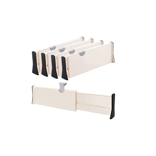 MPM Extra Long 4 pack Drawer Divider, Adjustable Drawer Organizer, Expandable 15-21 in Separator for Kitchen Drawer, Dre