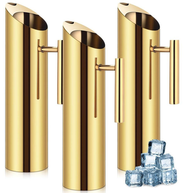 Funnymoom 3 Pack 70oz/2l Stainless Steel Water Pitcher Modern Metal Pitcher with Ice Guard Silver Carafe Drink with Handle or Iced Hot Drink Tea Juice Coffee Beer