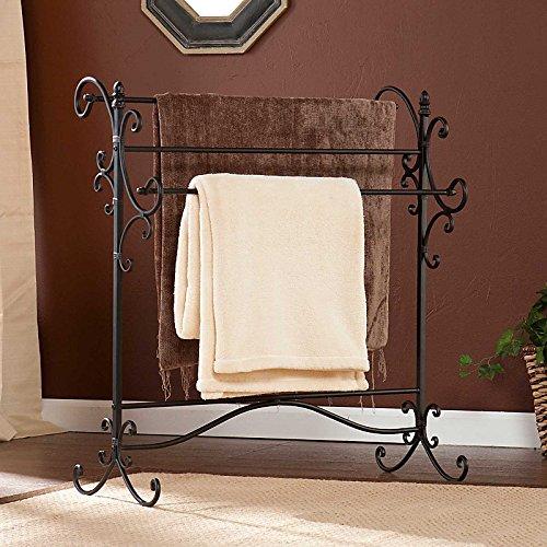 Southern Enterprises Scroll 3 Blanket Rack - Store Quilts, Comforters, Towels - Elegant Iron Metal Frame