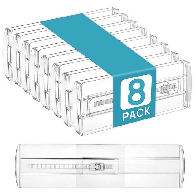 Vtopmart 8 Pack Drawer Dividers for Clothes, Adjustable 4" High Expandable from 10.6"-17" Dresser Drawer Organizer, Clear Plastic Separators for Dresser, Baby Clothing, Cosmetic and Office Storage