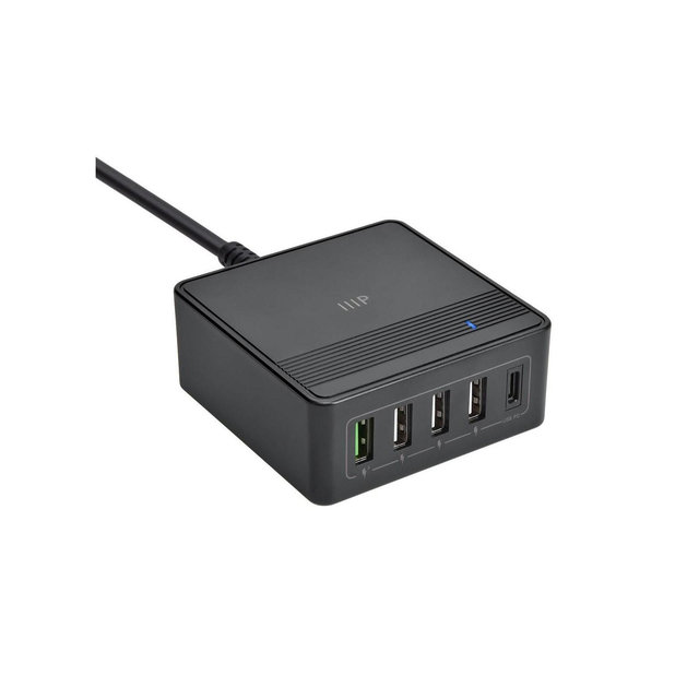 Monoprice 60W USB‑C 5‑Port Desktop Charging Station, Fast Charging, for Galaxy, MacBook Pro/Air, iPad, iPhone, Smartphones, Tablet, Laptop and More