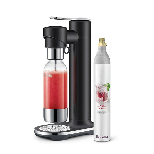 Breville InFizz Fusion Sparkling Beverage Carbonator with CO2 Cylinder, Black Truffle