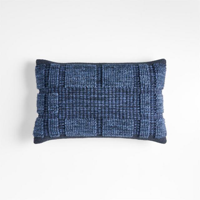 Lancaster 22"x15" Textured Cotton Deep Indigo Plaid Pillow Cover