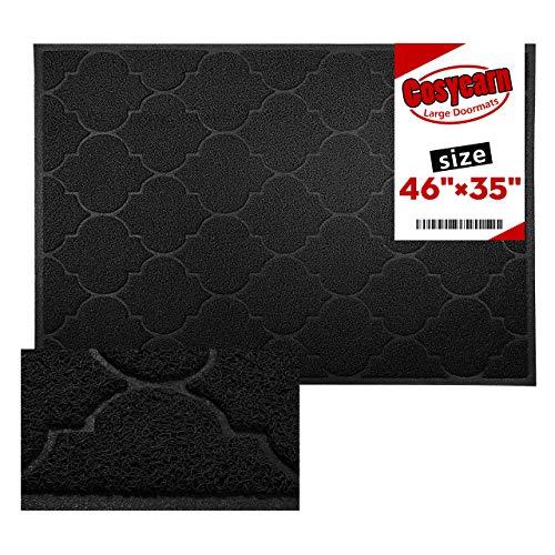 Large Door Mats,46x35 Inches XL Jumbo Size Outdoor Indoor Entrance Doormat, Waterproof, Easy Clean, Entryway Rug,Front Doormat Inside Outside Non Slip (Black)