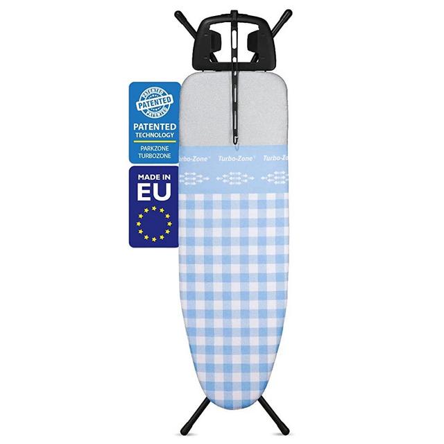 Bartnelli Heavy Duty Ironing Board 48x15 | Designed & Made in Europe with Patent Technology, Turbo & Park Zone, Features: 4 Layer Cover &Pad,Height-Adjustable,4 Premium Steel Legs,Upgraded Iron Rest.