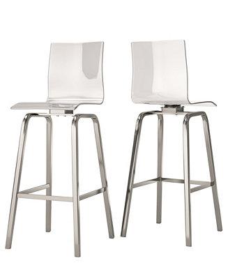 iNSPIRE Q Moore Clear Acrylic Swivel High Back Bar Stools Set Of 2