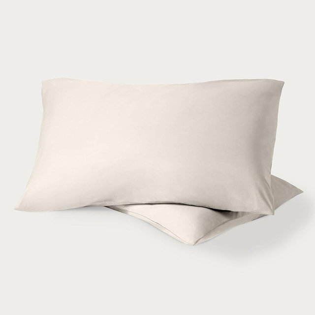 Bare Home 100% Organic Cotton Standard/Queen Pillowcase Set - Crisp Percale Weave - Pillowcases 2 Pack - Lightweight & Breathable (Standard Pillowcase Set of 2, French Beige)