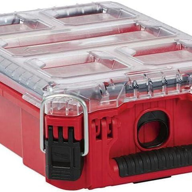 Suitable for Milwaukee 48-22-8435 5-Bin Impact Resistant Polymer Packout Compact Organizer, red, black