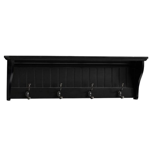 Aubrey Entryway Wall Shelf With Hooks, Black